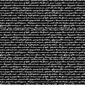 Studio E~Hothouse Magic~Written Script~Black~Cotton Fabric by the Yard or Select Length 7373-99
