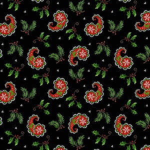 EOB~Blank Quilting~All That Glitters is Snow~Christmas Paisley~Black~Cotton Fabric by the Yard or Select Length 1516-99