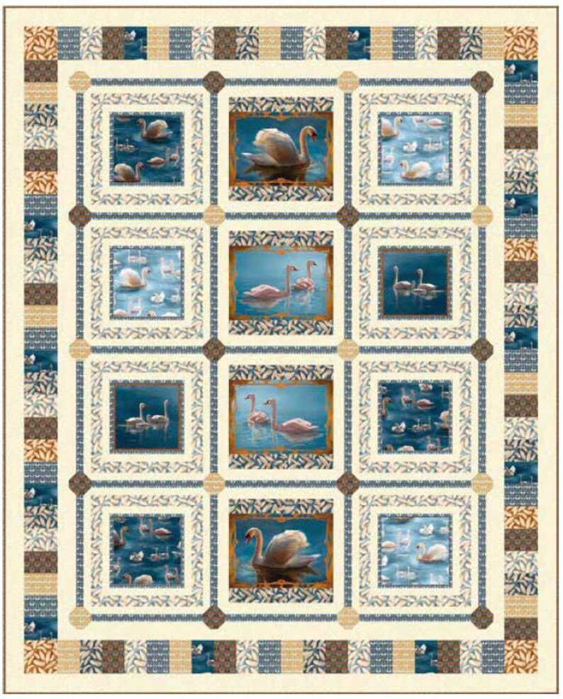 Quilting Treasures Splendid Swans Swan Picture Patches Etsy