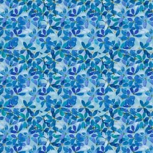 Wilmington Prints~Sunlit Serenade~Medium Floral~Blue~Cotton Fabric by the Yard or Select Length 40773-444