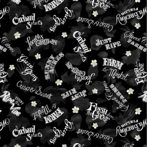 Estampados de Wilmington ~ Recién llegados de Grove ~ Lanzamiento de palabras ~ Negro ~ Tela de algodón cortada a medida o seleccione largo 20516-991