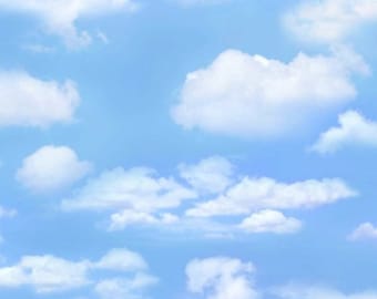 Elizabeths Studio~Landscape Medley~Clouds~Lt Blue~Cotton Fabric by the Yard or Select Length 369E-LTBLU