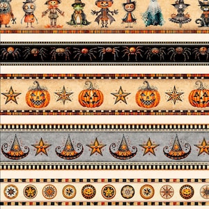 Quilting Treasures~Jeepers Creepers~Halloween Border Stripe~Digital~Multi~Cotton Fabric by the Yard or Select Length 31013-X