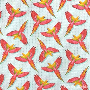 Free Spirit - Daydreamer by Tula Pink - Macaw Ya Later - Mango - Cotton Fabric by the Yard or Select Length PWTP170-MANGO