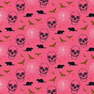 Paintbrush Studio~Drop Dead Gorgeous~Bats and Rats~Pink~Cotton Fabric by the Yard or Select Length 120-22215