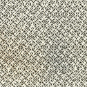 May include: A close-up of a white fabric with a black and white geometric pattern. The pattern is made up of small diamonds and squares.