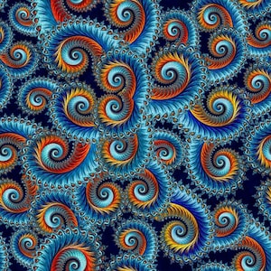 Quilting Treasures~Twilight~Swirl Scroll~Digital~Turquoise~Cotton Fabric by the Yard or Select Length 29787-Q