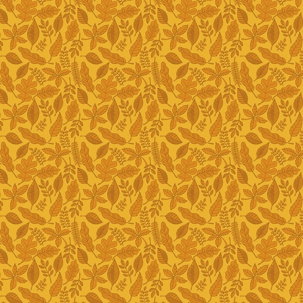 Benartex~Pumpkin and Spice~Leaves and Spice Tonal~Yellow~Cotton Fabric by the Yard or Select Length 13438B-33