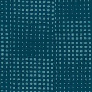 May include: A teal blue background with a pattern of white squares.