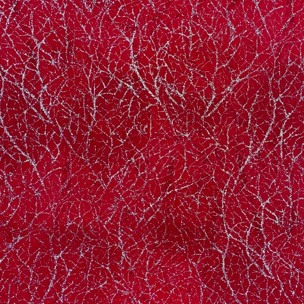 Windham Fabrics~Diamond Dust~Silver Glitter Embellished Color~Red~Cotton Fabric by the Yard or Select Length 51394-1
