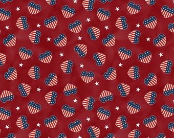 Wilmington Prints~Hearts Anthem~Heart Toss~Red~Cotton Fabric by the Yard or Select Length 84477-314