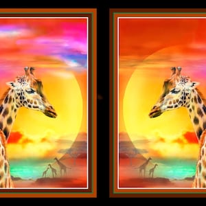 Quilting Treasures~Giraffe Safari~25&quot; x 42.5&quot; Giraffe 2-Block Panel~Digital~Multi~Cotton Fabric by the Panel 29546-X