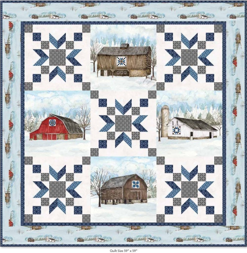Riley Blake Winter Barn Quilts Nordic Star Silver - Etsy