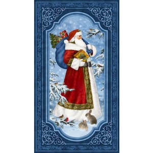 Northcott~St Nicholas~24.25&quot; x 43&quot; St Nicholas Panel~Digital~Dark Blue/Multi~Cotton Fabric by the Panel DP28210-48