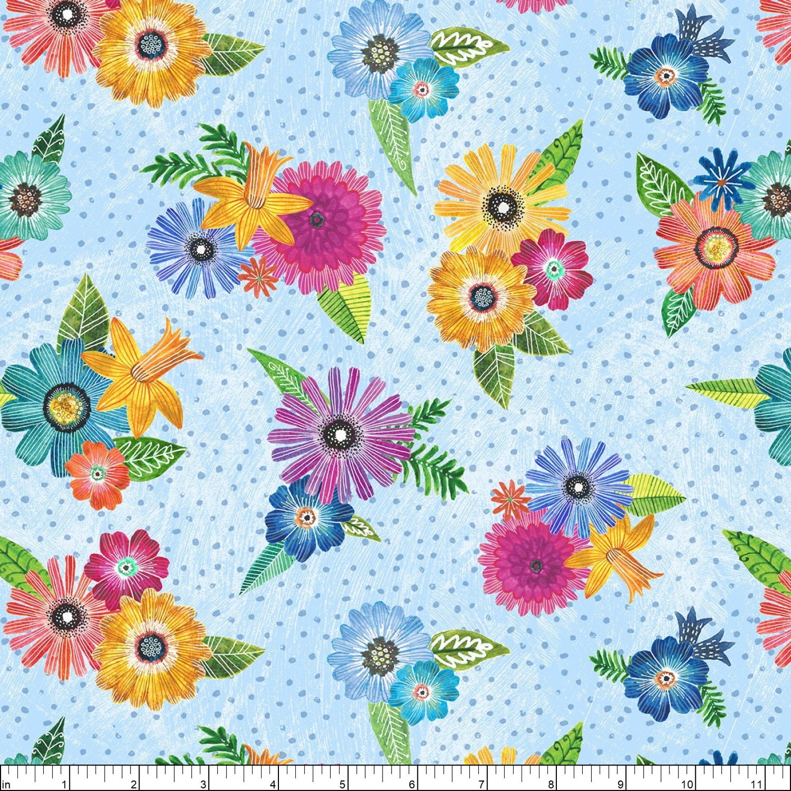 Wilmington Prints Floral Flight Floral Bouquets Blue Etsy