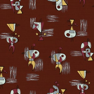 EOB~Hoffman~A Little Retro Vibe~6 oz Canvas~Digital Print~Maroon~Canvas Fabric by the Yard Q4502-195