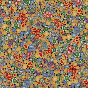 Robert Kaufman~Gustav Klimt~Circles w/ Metallic Gold~Multi~Cotton Fabric by the Yard or Select Length SRKM17183205