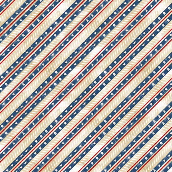 Wilmington Prints~Americana~Diagonal Stripe~Cream~Cotton Fabric by the Yard or Select Length 84470-243