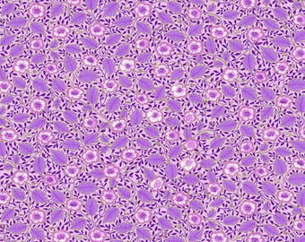 Timeless Treasures Luminous Small Floral and Leaves w/ Metallic Gold Purple Cotton Fabric by the Yard or Select Length CM2986-PURPLE