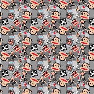 EOB~Michael Miller~Paul Frank~Comics~Gray~Cotton Fabric by the Yard or Select Length DDC10511-GRAY