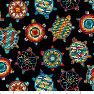 Elizabeths Studio Tucson Perlen Schildkröten Schwarzer Baumwollstoff Schüttgut oder Länge auswählen 526E-BLK Bild 2