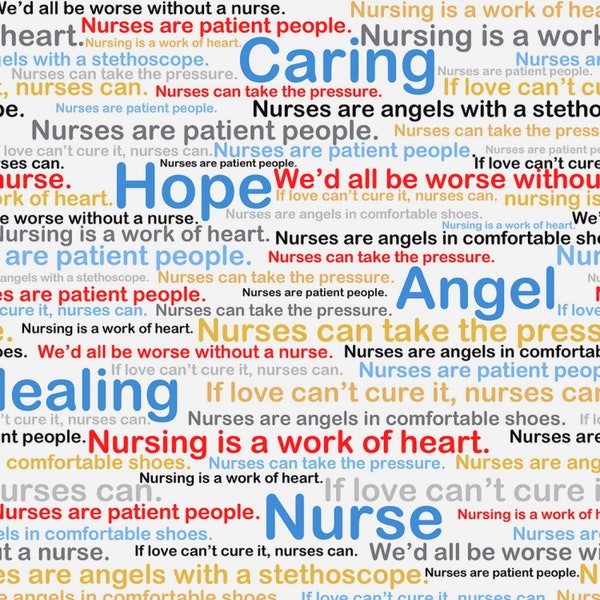 EOB~Windham~Calling All Nurses~Words~Multi~Cotton Fabric by the Yard or Select Length 37301-X