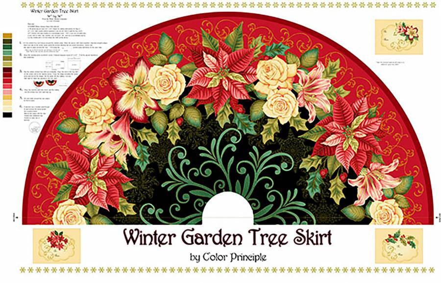 Henry Glass Winter Garden Tree Skirt Panel 59/60In Fabric by Etsy