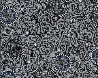 M & S Textiles Aborigines Wild Bush Flowers Dreaming Black von Tanya Preis Baumwollstoff Meterware oder Wählen Sie die Länge WBFDB