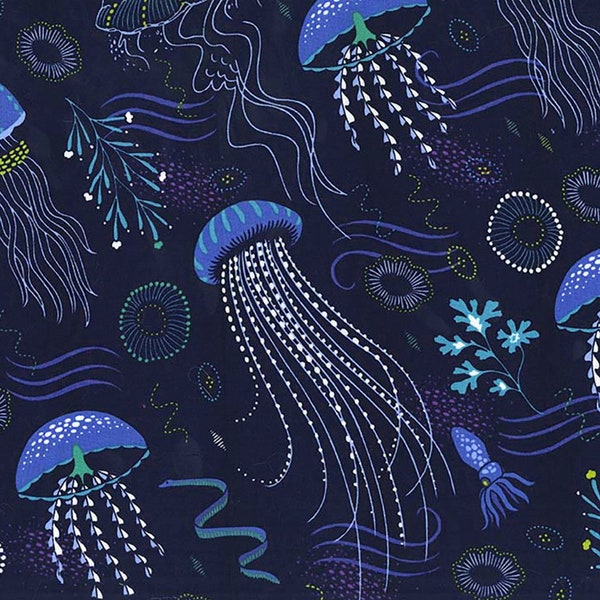Michael Miller~Into The Deep~Jellyfish~Lagoon~Cotton Fabric by the Yard or Select Length PS7111-LAGO