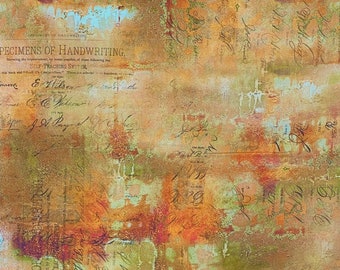 Free Spirit~Abandoned by Tim Holtz~Writing Specimen~Sienna~Cotton Fabric by the Yard or Select Length PWTH135-SIENNA
