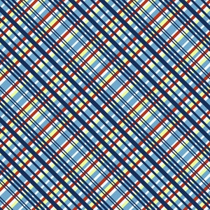 Studio E~Zooming Chickens~Diagonal Plaid~Teal/Red~Cotton Fabric by the Yard or Select Length 7191-78