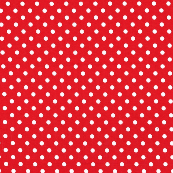 EOB~Michael Miller~Dumb Dot~3/16" Polka Dots~Red/White~Cotton Fabric by the Yard or Select Length CX2490-RED