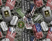 Sykel Enterprises - Military Prints - Army Dogtags - Multi - Cotton Fabric by the Yard or Select Length 1254A-X