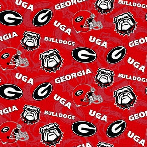 Sykel Enterprises~College Cottons~NCAA Georgia Bulldogs~Red~Cotton Fabric by the Yard or Select Length GA-1178