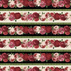 EOB~Wilmington Prints~Daydream Garden~Repeating Floral Border Stripe~Multi~Cotton Fabric by the Yard or Select Length 50011-379