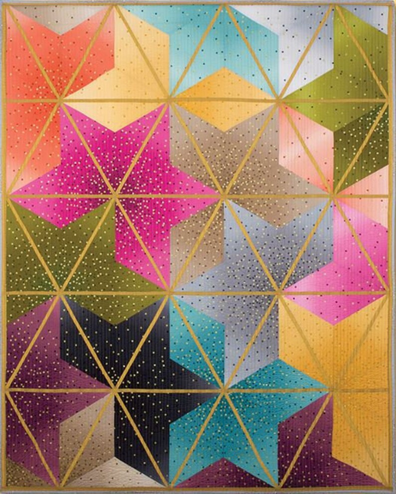 Moda Ombre Confetti Plum w/ Gold Metallic Dots Fabric by Etsy