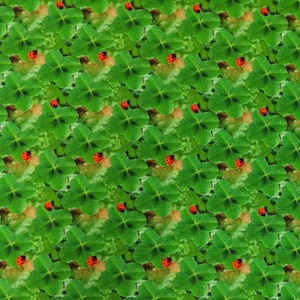 Stof France~LeQuilt  Petits Lapins 9~Ladybugs~Green~Cotton Fabric by the Yard QU0009008