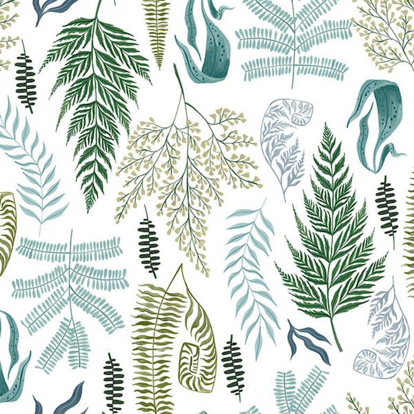 Dear Stella~Fronds and Felines~Fronds~White~Cotton Fabric by the Yard or Select Length ST-DRR2106WHITE