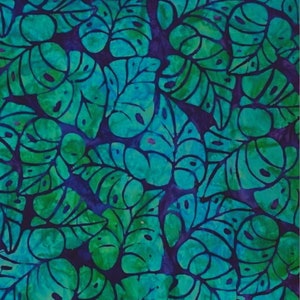 EOB~Robert Kaufman~Artisan Batik~Totally Tropical 7~Leaf Batik~Riviera~Cotton Batik Fabric by  Select Length AMD17801299