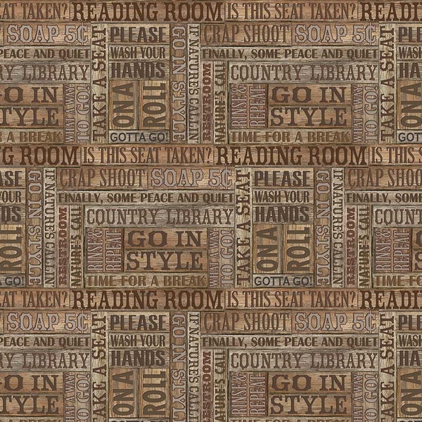 Northcott~Natures Calling~Reading Room~Light Brown~Cotton Fabric by the Yard or Select Length 24041-14