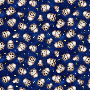 Timeless Treasures~Owl Always Love You~Tossed Owls and Moons~Digital~Night~Cotton Fabric by the Yard or Select Length CD3296-NIGHT