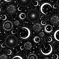 EOB~Timeless Treasures~Space~Moons and Stars~Glow in the Dark~Black~Cotton Fabric by the Yard or Select Length CG7431-BLK