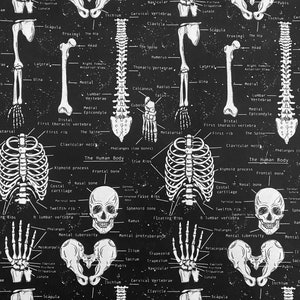 Timeless Treasures~Glow in the Dark~Skeleton~Black~Cotton Fabric by the Yard or Select Length CG9810-BLK