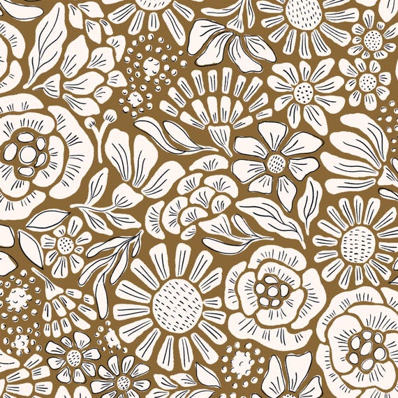 Cloud 9 Grassroots Canvas Rita White/Gold Organic Cotton Canvas Fabric by the Yard or Select Length 227781