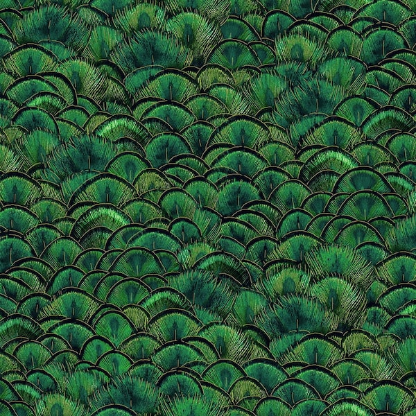 Northcott~Luminosity~Feathered Scallop w/ Metallic Gold~Green/Multi~Cotton Fabric by the Yard or Select Length 24458M-76