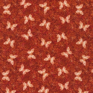 Robert Kaufman~Secret Garden~Schmetterlinge~Rot~Baumwollstoff als Meterware oder Länge auswählen ADND216653