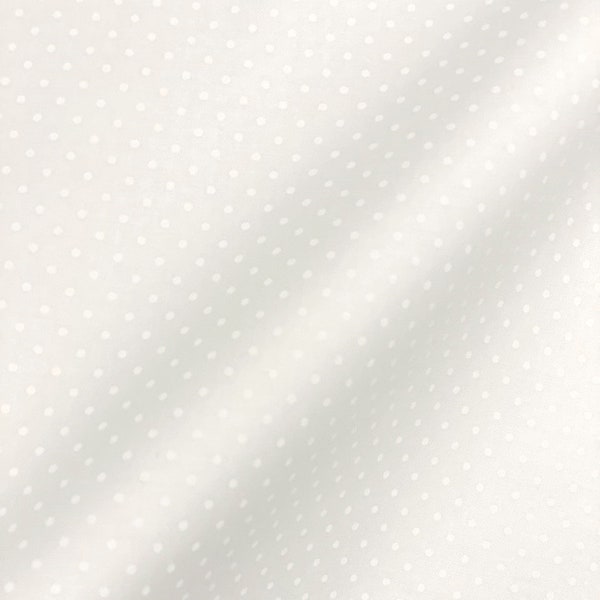 Riley Blake~Tone on Tone~Swiss Dots~Small~White on White~Cotton Fabric by the Yard or Select Length C790R-150WHI