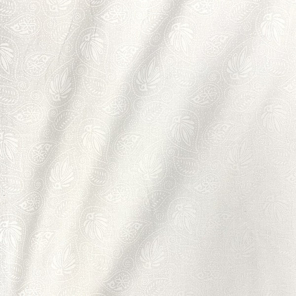 Wilmington Prints~Essentials Basics~Paisley~White on White~Cotton Fabric by the Yard or Select Length 39138-100