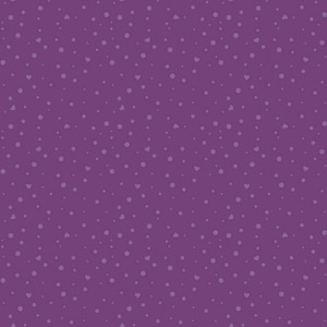 May include: A purple background with a repeating pattern of small white circles and hearts.