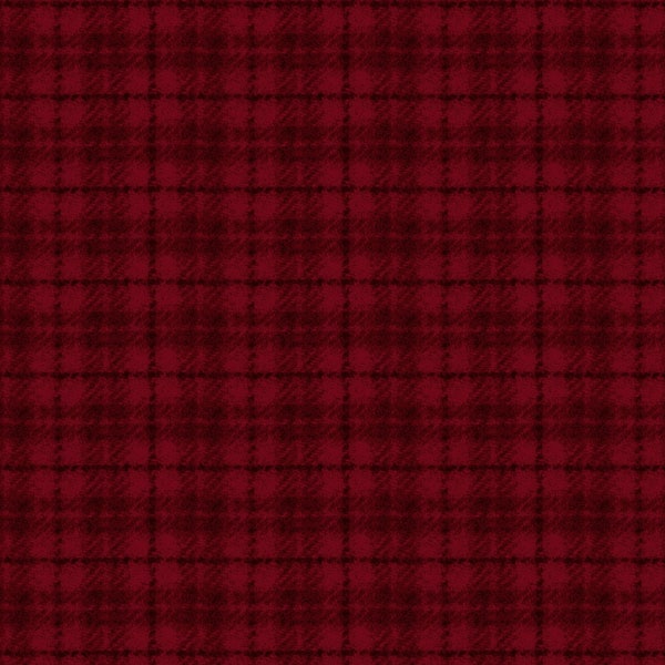 Maywood Studio~Woolies Flannel~Plaid~Red~Printed Cotton Flannel Fabric by the Yard or Select Length F18502M-R